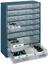 Schuifladenmagazijn met 28 laden gesort. blauw Schuifladenmagazijn met 28 laden gesort. blauw